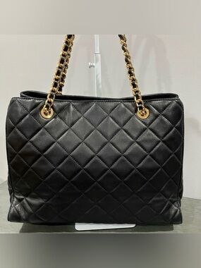 Michael Kors Black Quilted Chain Tote